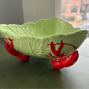 Carltonware Handpainted Leaf Bowl with Red Lobster Accents